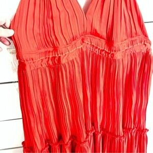 Orange Pleated Mini Party Dress NWT